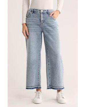 Seven7 Featherweight Release Hem Crop Wide Leg Jeans - Blue