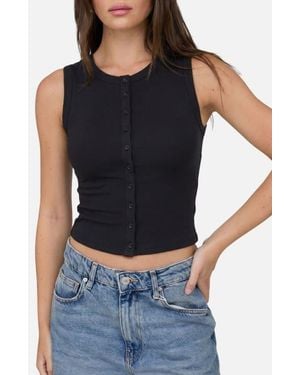 Blu Pepper Button Down Cotton Jersey Tank - Blue