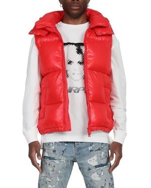 Purple Brand Hooded Down Puffer Vest - Red