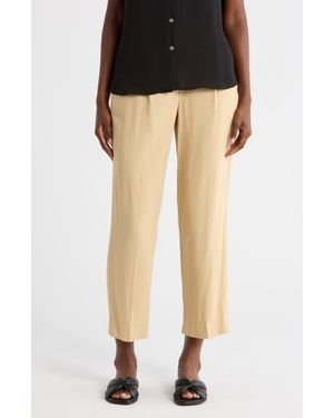 Tahari Pleated Cropped Pants - Natural