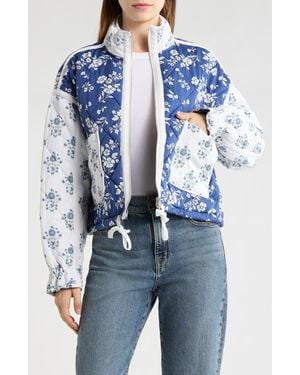 Blank NYC Bloom Bash Quilted Bomber Jacket - Blue