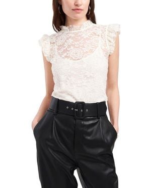 1.STATE Lace Flutter Short Sleeve Top - White