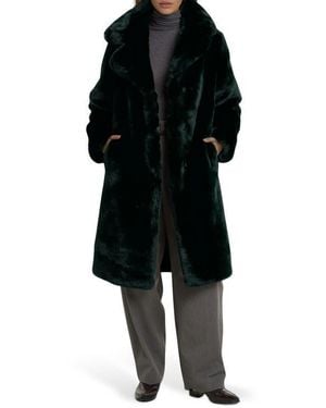 Noize Savannah Faux Fur Longline Coat - Black