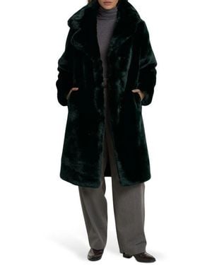 Noize Savannah Faux Fur Longline Coat - Black