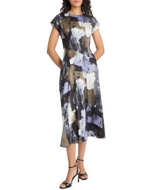 Maggy London Cap Sleeve Fit & Flare Midi Dress - Blue