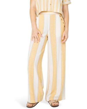 Roxy Adrian Stripe Wide Leg Linen Blend Pants - Natural