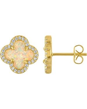 FZN Mother-Of-Pearl Clover Stud Earrings - Metallic