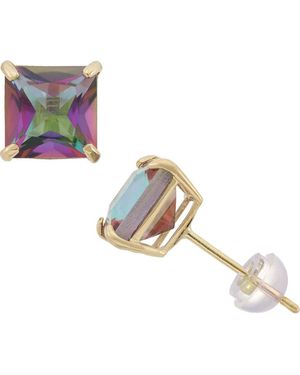 FZN 10K Lab Created Topaz Stud Earrings - Multicolor