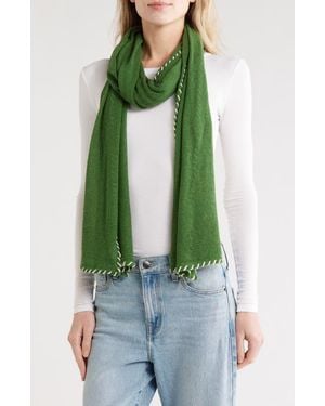 Portolano Whipstitch Trim Scarf - Green