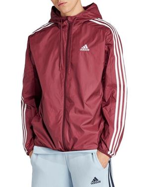 adidas 3-Stripes Hooded Windbreaker Jacket - Red