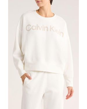 Calvin Klein Flocked Logo Sweatshirt - White