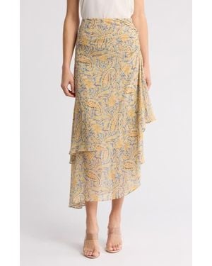 Veronica Beard Sira Ruffle Ruched Silk Tulip Skirt - Natural