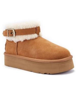 Australia Luxe Eden Genuine Shearling Platform Bootie - Brown