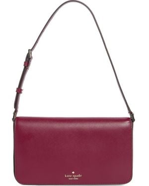 Kate Spade Staci Saffiano Leather Shoulder Bag - Purple
