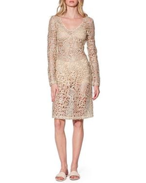 Walter Baker Melody Long Sleeve Embroidered Dress - Natural