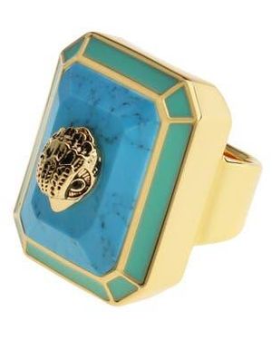 Kurt Geiger Eagle Head Crystal Cocktail Ring - Blue
