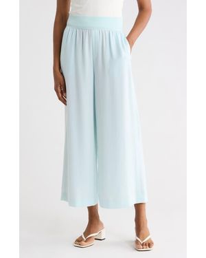 Theory Crop Wide Leg Pull-On Pants - Blue