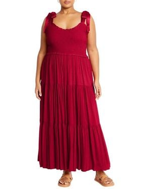 City Chic Cosmopolitan Tie Strap Sundress - Red