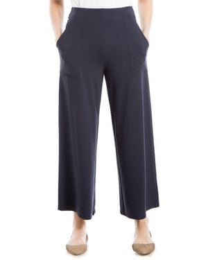 Max Studio Ponte Crop Wide Leg Pull-On Pants - Blue