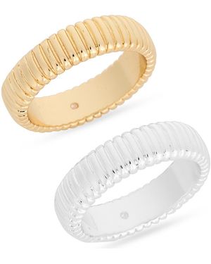 Nordstrom Rack Set Of 2 Ribbed Rings - Metallic
