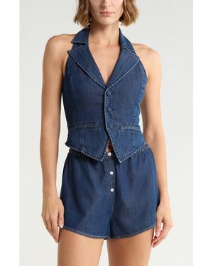 GOOD AMERICAN Denim Halter Vest - Blue