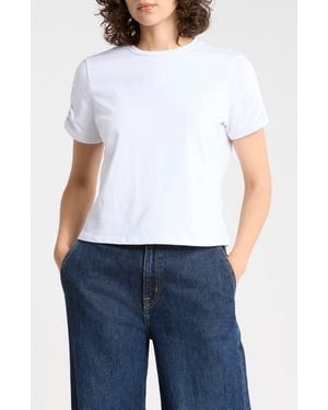 French Connection Rallie Ruched Sleeve Cotton T-Shirt - White