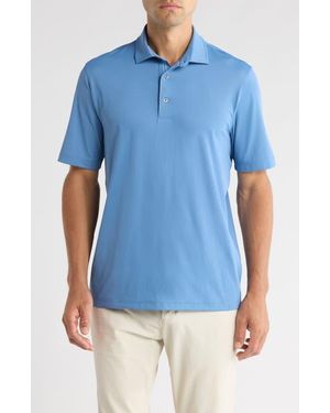 Greg Norman Tournament Textured Solid Knit Polo - Blue