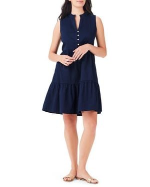 NIC+ZOE Tia Tiered Sleeveless Stretch Cotton Dress - Blue