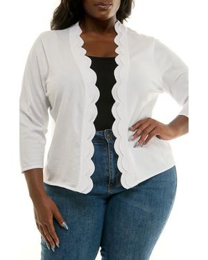 Nina Leonard Scalloped Bolero - White