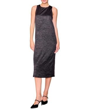MELLODAY Textured Popover Shift Dress - Black