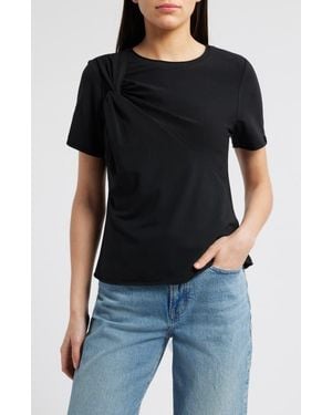 Wit & Wisdom Twist Front Stretch Cotton Modal T-Shirt - Black