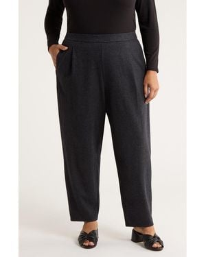 Eileen Fisher Pleated Virgin Wool Ankle Lantern Pants - Black