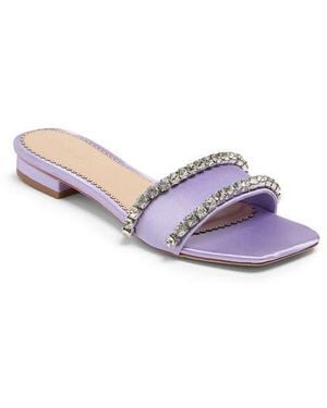 Cinq À Sept Catherine Crystal Embellished Satin Slide Sandal - Multicolor