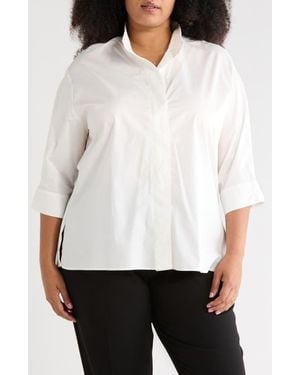 Tahari Stand Up Collar Top - White
