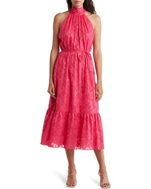 Donna Ricco Halter Neck Midi Dress - Red