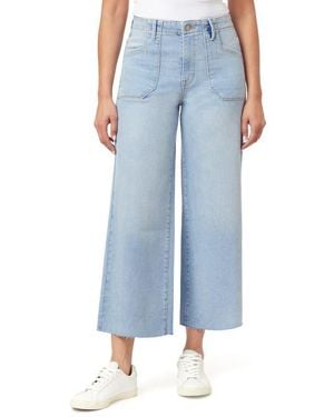 Kensie High Waist Raw Hem Crop Wide Leg Jeans - Blue