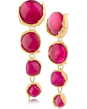 Jardin Graduated Sculpted Circle Linear Drop Earrings - Pink