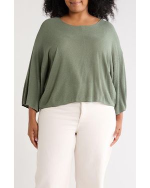 Max Studio Textured Dolman Sleeve Sweater - Green