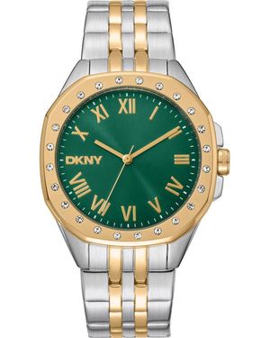 DKNY Two Tone Crystal Bezel Quartz Bracelet Watch, 36Mm - Green