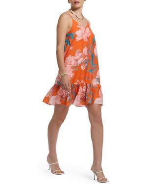 Robert Graham Lucy Floral Trapeze Dress - Orange