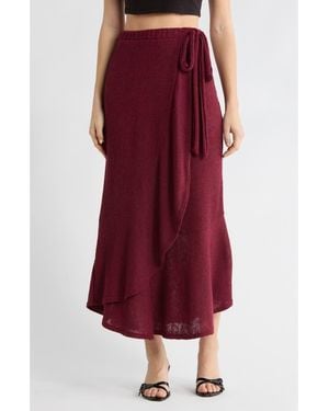 Go Couture Wrap Midi Skirt - Red