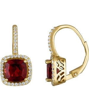 FZN 14K Over Gemstone And Diamond Leverback Earrings - Metallic