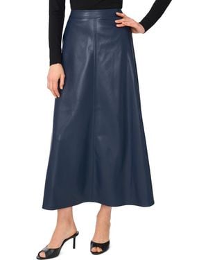 Vince Camuto Faux Leather A-Line Maxi Skirt - Blue