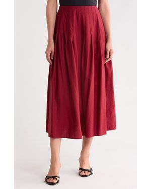 Halogen® Pleated Midi Skirt - Red