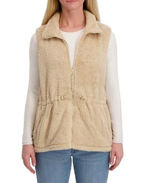 Lucky Brand Faux Shearling Zip Front Vest - Natural