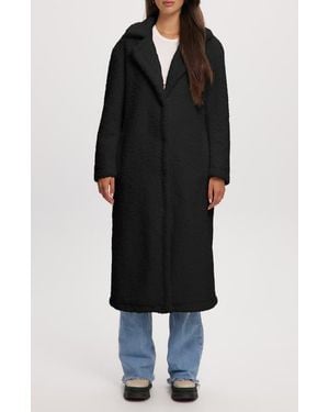 Noize Franny Faux Shearling Coat - Black