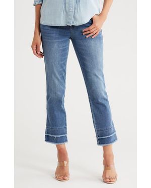 Democracy Double Layer Fray Hem Kick Flare Jeans - Blue