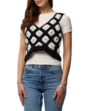 Saachi Crochet Sweater Vest - Blue