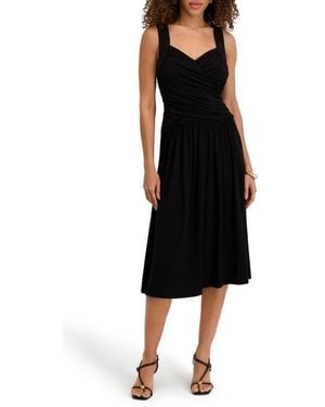 Kensie Rayn Ruched Midi Dress - Black