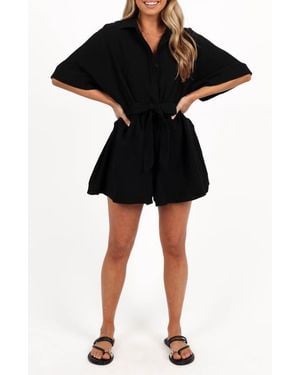Petal & Pup Jemmy Tie Waist Cotton Gauze Romper - Black
